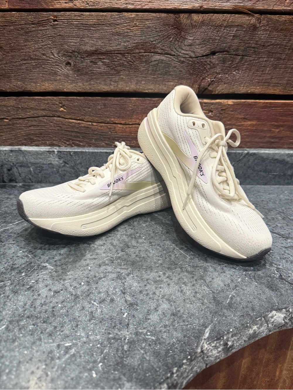 Brooks Ghost 2 Max Women’s Cream Athletic Running Shoes - Subtle Lavender Accent